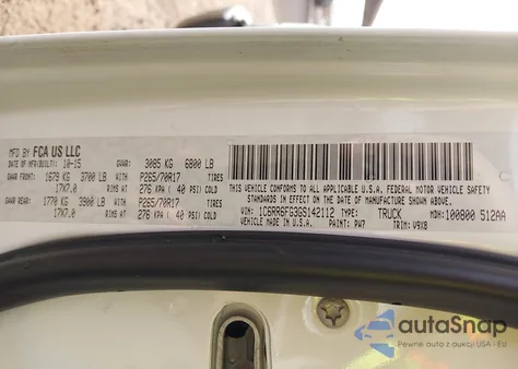 2016 Ram 1500 Tradesman из США, поврежденный, VIN 1C6RR6FG3GS142112